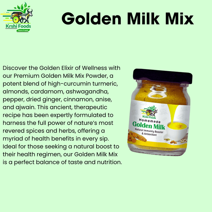 Golden Milk Mix With (High curcumin turmeric + Ashwagandha + Pepper + Anise + Ajwain) For Immunity Boost - Krshi Foods