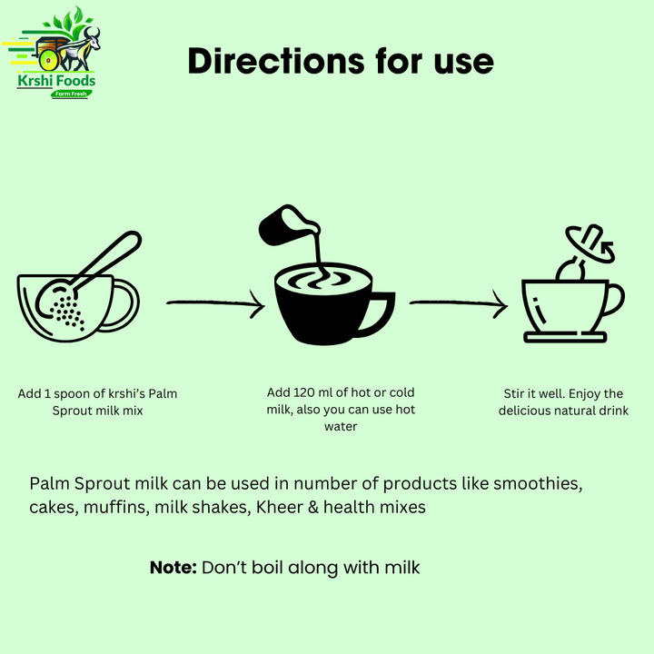 Natural Palm Sprout Milk Mix (Dried ginger + Cardamon + Turmeric) for High Protein & Fibre - Krshi Foods