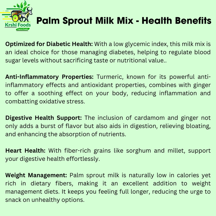 Natural Palm Sprout Milk Mix (Dried ginger + Cardamon + Turmeric) for High Protein & Fibre - Krshi Foods