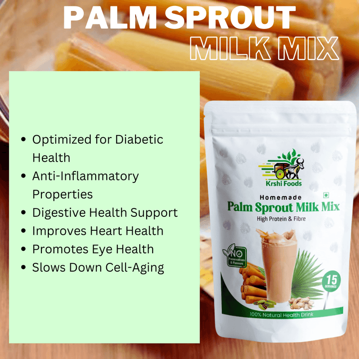 Natural Palm Sprout Milk Mix (Dried ginger + Cardamon + Turmeric) for High Protein & Fibre - Krshi Foods