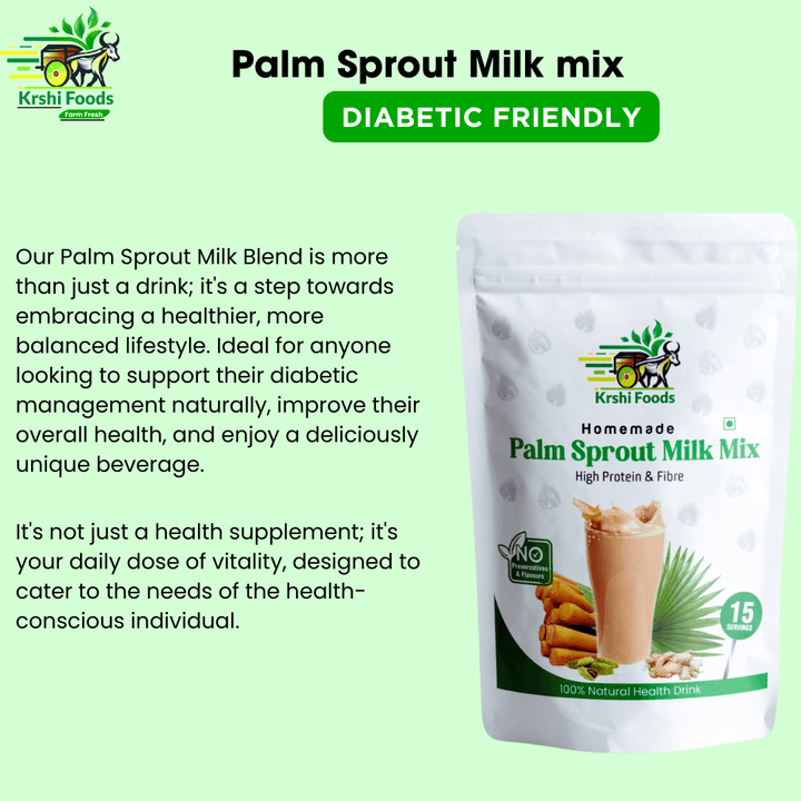 Natural Palm Sprout Milk Mix (Dried ginger + Cardamon + Turmeric) for High Protein & Fibre - Krshi Foods