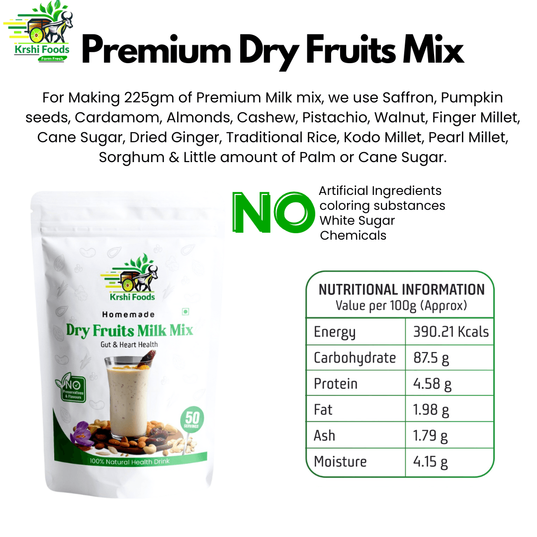 Premium Dry Fruits Nutri Mix | Hot & Cold Mix | No White Sugar - Krshi Foods